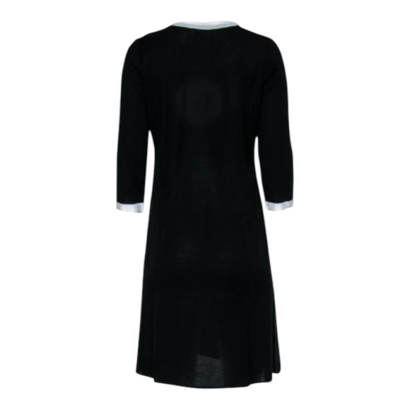 Misook Black & White Knit Dress Medium Embroidered Floral Pattern Work Elegant - Picture 5 of 12